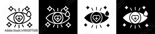Eye Hygiene Icon Set In Black And White Filled Style Collection 