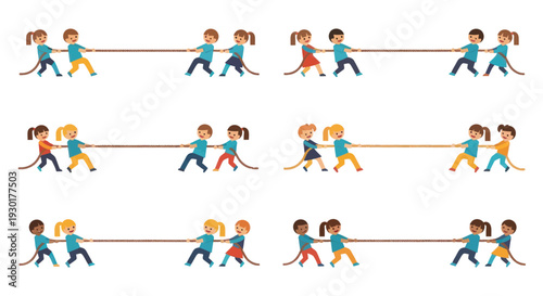 Children Playing Tug of War.