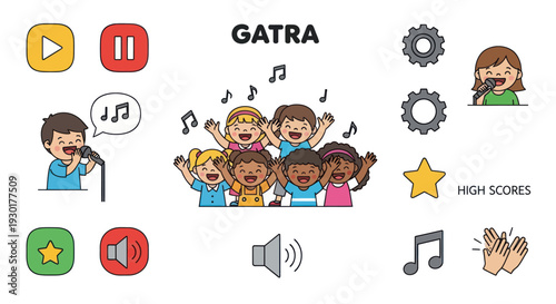 Children Singing and Music Controls.