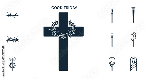 Christian Cross with Crown of Thorns.