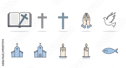 Christian symbols and icons set 1.