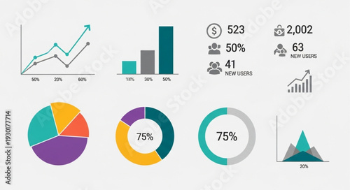 Data visualization and financial analysis charts for business and marketing.