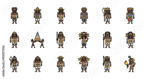 Ancient Warriors in Traditional Costume.