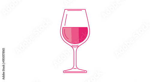 Simple black outline vector graphic illustration of a glass of rose wine