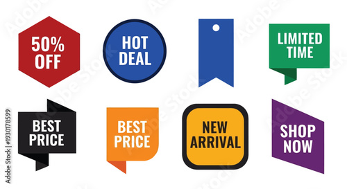 Vector  illustration of Collection of colorful sale labels and promotion banners isolated on white background
