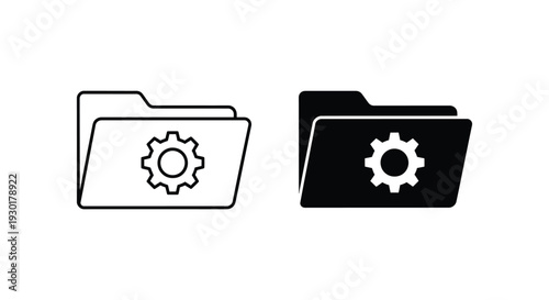 Vector graphic illustration depicting settings folder icons for system configuration and management.