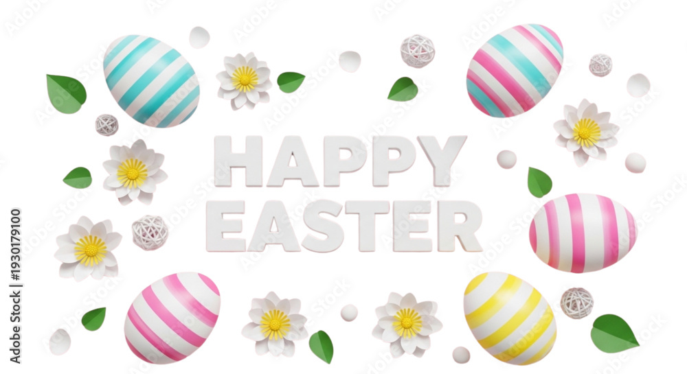 Obraz premium Festive Easter Eggs and Daisies for Spring Holiday Marketing Promotions and Website Design