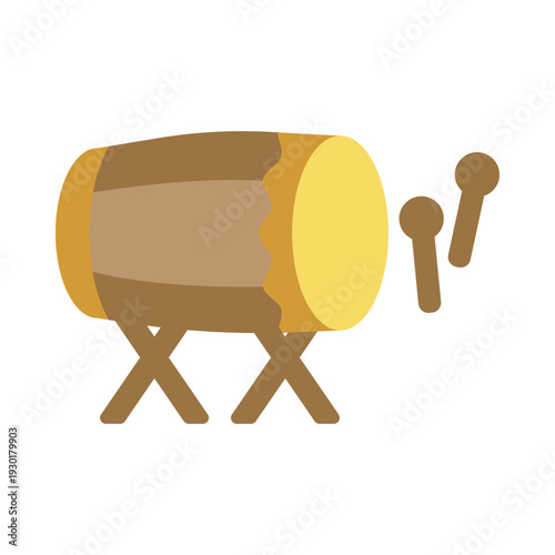 Bedug drum and drumsticks on a white background