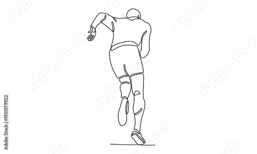 continuous line of man athlete runner focus sprint run