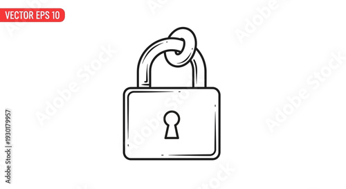 Vintage Padlock Icon, Security Symbol, Protection Concept, Lock and Keyhole, Vector Illustration