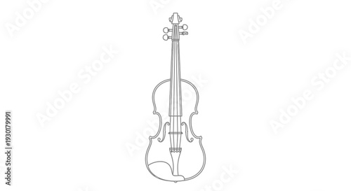 Violin Outline Drawing, Musical Instrument Vector Illustration, Classical Music Icon
