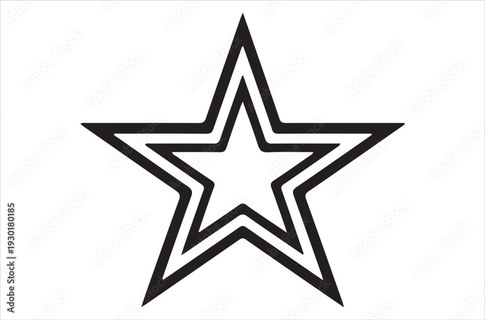 Obraz premium A black and white illustration of a five pointed star with double lines