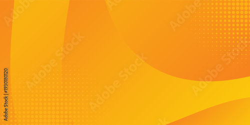 Bright orange-yellow gradient abstract fluid wave background with halftone, modern dynamic wallpaper. Suitable for templates, sales banners, business, ads, web and pages