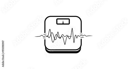 Weight Scale with Heartbeat Line - Health and Fitness Concept