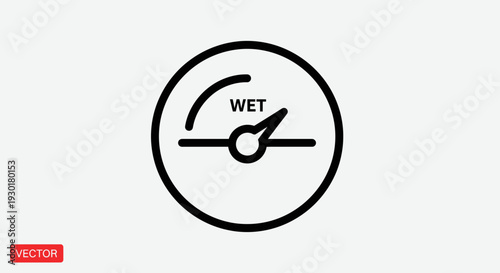 Wetness indicator gauge icon, measurement meter symbol, vector illustration