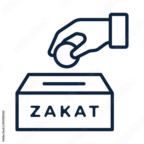 Icon of a hand dropping a coin into a Zakat box