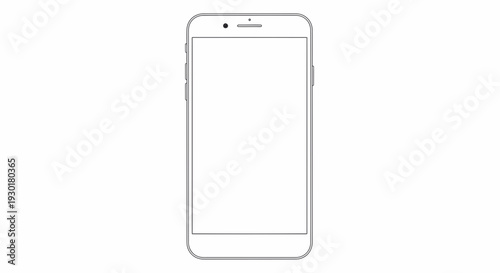 Smartphone Outline Icon, Simple Line Art of a Mobile Phone, Technology Concept