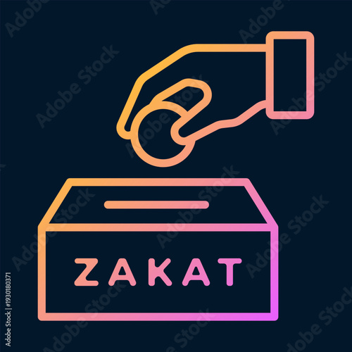 Icon of hand dropping coin into Zakat box