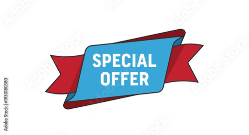 Special Offer Ribbon Banner - Blue and Red Design for Promotions and Sales