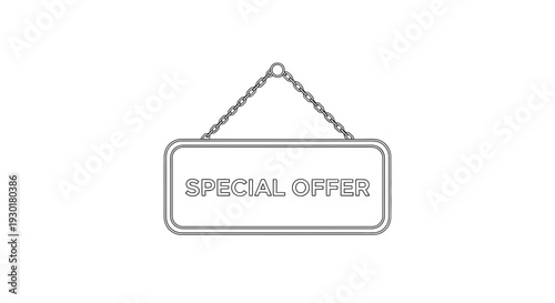 Special Offer Sign Hanging on Chain, Retail Business Promotion