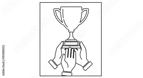 Teamwork Hands Holding Trophy Together Celebrating Victory Achievement Success