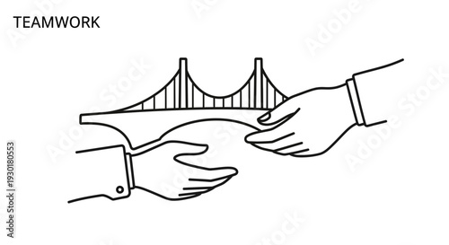 Teamwork and Collaboration: Hands Building a Bridge Together, Symbolizing Partnership and Success