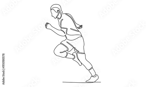 continuous line of man athlete runner focus sprint run