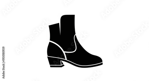 Black Leather Chelsea Boot Illustration.