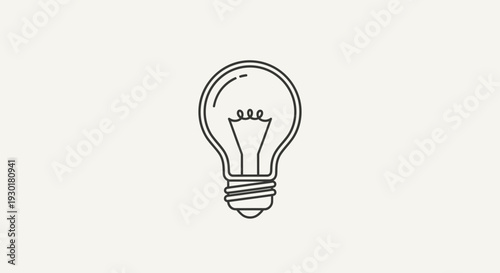 Simple Line Art Light Bulb Icon on a Plain Beige Background - Idea Concept