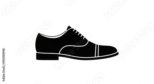 Black Leather Oxford Shoe Illustration.