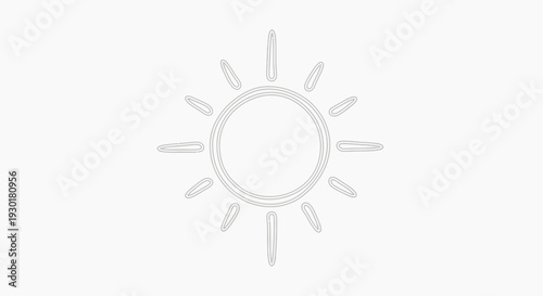 Simple Line Art Sun Icon, Minimalist Drawing of a Bright Star with Rays on White Background