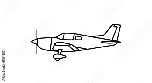 Simple Line Drawing of a Small Propeller Airplane in Flight