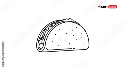 Simple Line Drawing of a Taco