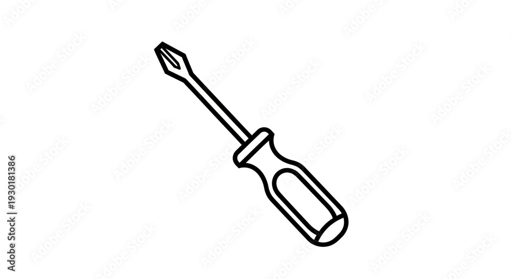 Fototapeta premium Screwdriver Icon: Simple Line Drawing of a Tool for Repairs and DIY Projects