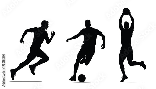 Soccer Player Action Silhouette Set