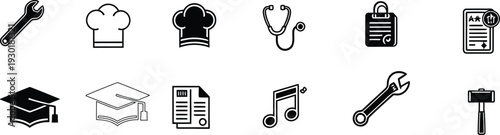 Collection of construction and handyman tools icons