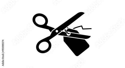 Scissors Cutting a Price Tag Icon - Symbol of Discount, Sale, and Savings