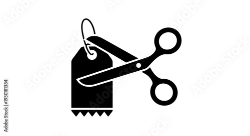 Scissors Cutting a Price Tag, Symbolizing Sales, Discounts, and Savings