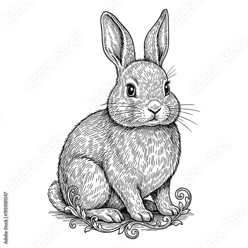 Bunny ornament vector illustration