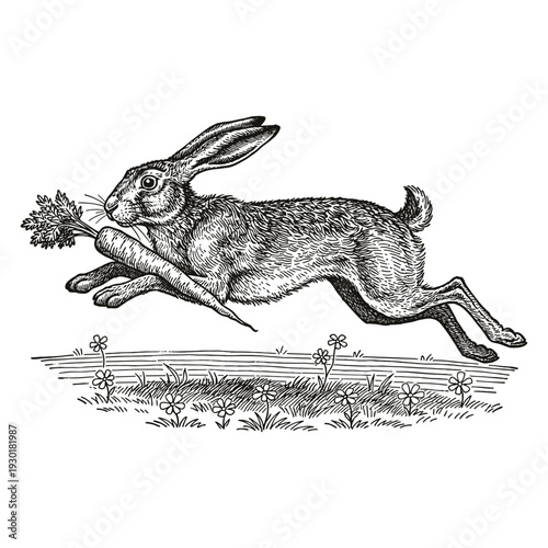 Jumping hare vector illustration