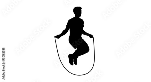 Woman Jumping Rope Silhouette Fitness.