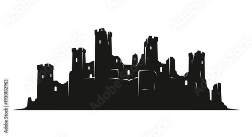 Black silhouette of old castle.