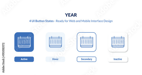 year 4-state UI button. Outline icon kit from zodiac collection. Thin linear year, holiday, paper editable vector. Minimal year sign for web and mobile interface
