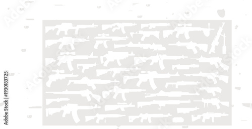 Assault Rifles and Machine Guns Outline Vector Illustration Collection of Modern Firearm Silhouettes for Military Defense Security and Tactical Weapon Graphic Design