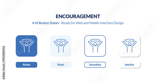encouragement 4-state UI button. Outline icon kit from zodiac collection. Thin linear encouragement, success, encourage editable vector. Minimal encouragement sign for web and mobile interface