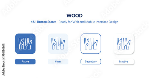 wood 4-state UI button. Outline icon kit from zodiac collection. Thin linear wood, nature, tree editable vector. Minimal wood sign for web and mobile interface
