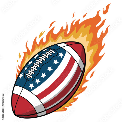 Artwork of American Football - Features Patriotic American Flag Design.