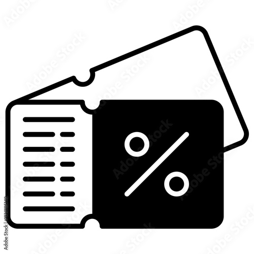 Coupons icon in black color, suitable for ecommerce, retail, online shopping concept illustrations