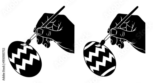 Two cartoonish robots each holding a patterned spherical object with antennae. Vector, illustration