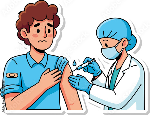 Worried Patient Receiving Vaccine Injection from Nurse